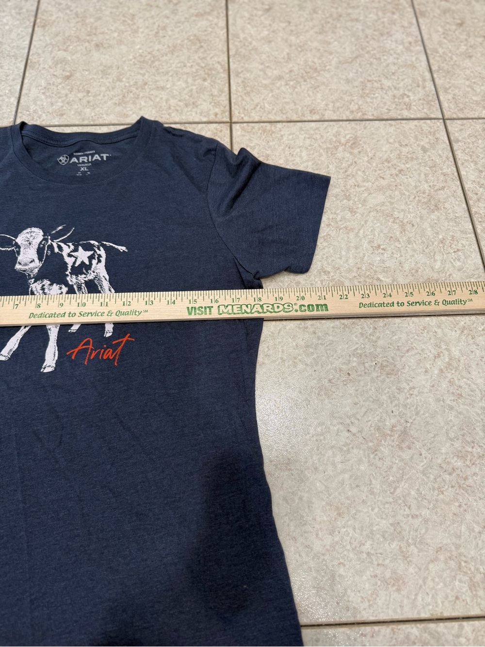 Ariat Navy Short Sleeve Tee with Calf Graphic - Picture 3 of 7